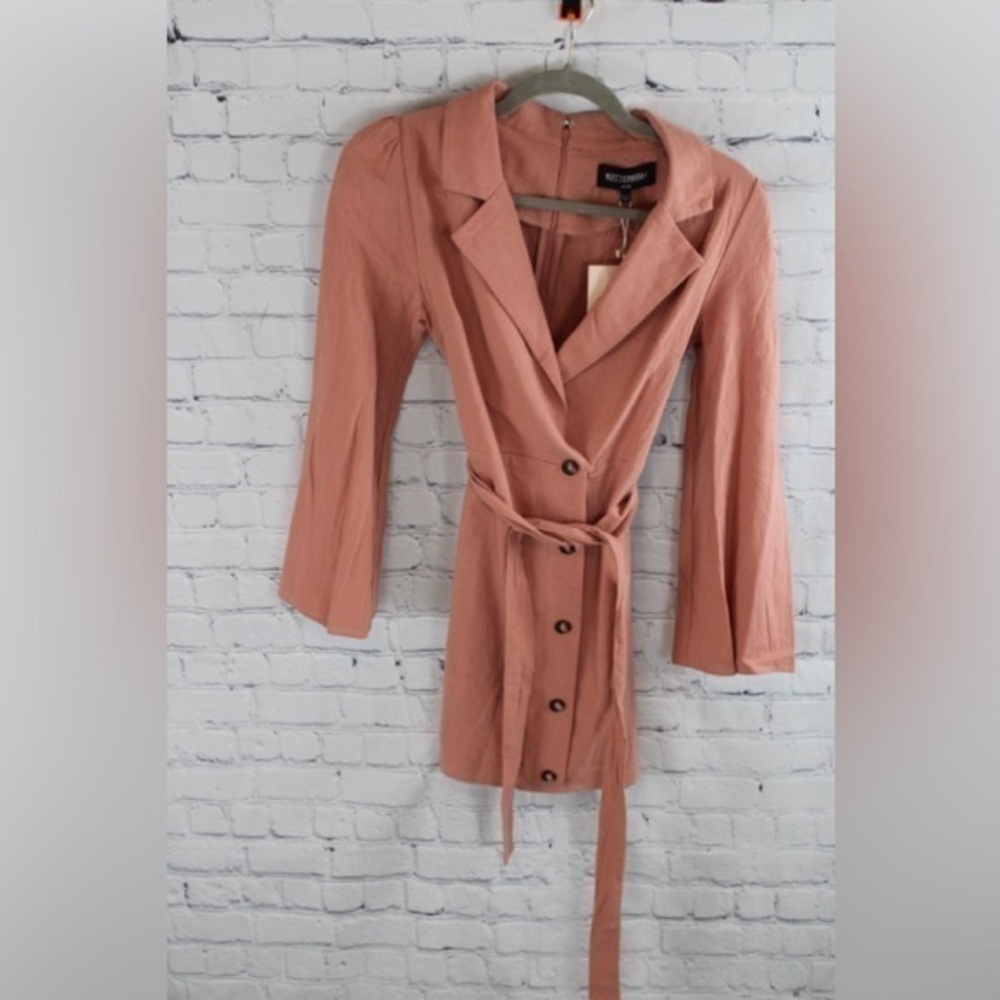NWT KITTENISH TAN BUTTON UP DRESS WITH TIE WAIST - Size Small SKU:299